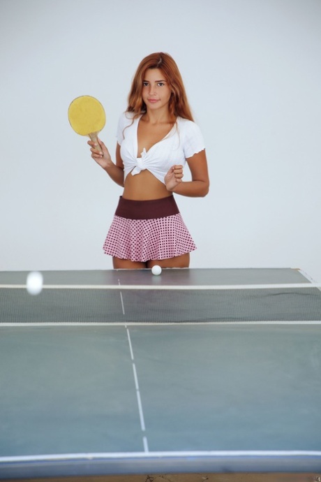 Hot teen Agatha Vega peels & spreads her delicious pussy on a ping pong table (20 photos)