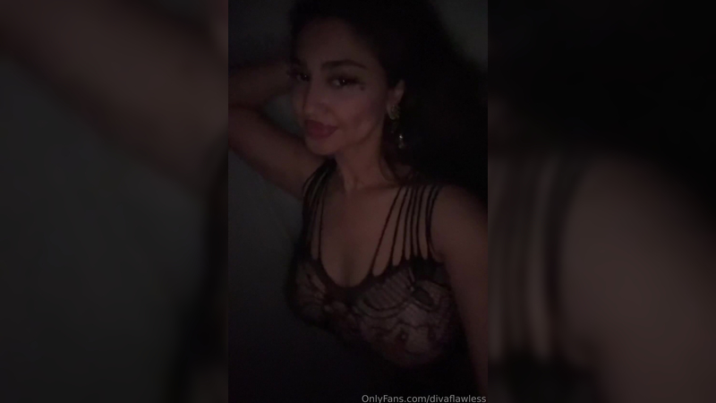 Divaflawless Reveals Perky Nipples In Slutty Black Lingerie