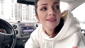 Luna Roulette - Hot Blowjob In The Parking Lot With Cum Swallowing