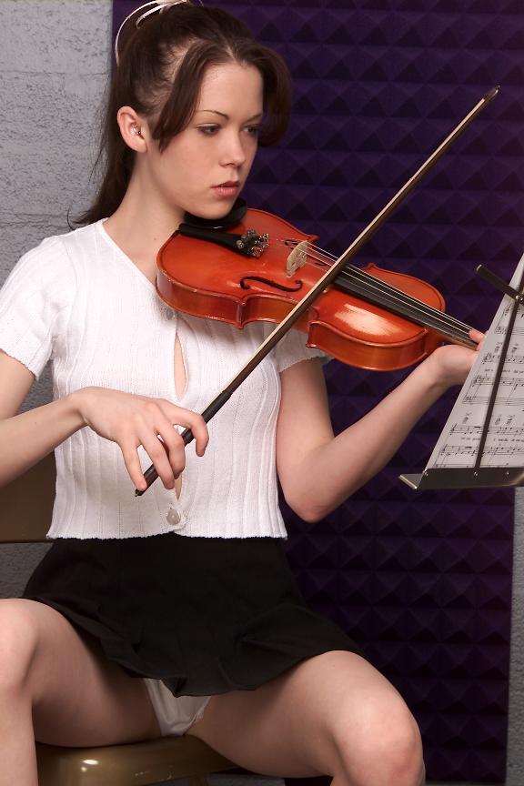 April aka Cherry Rain playing violin