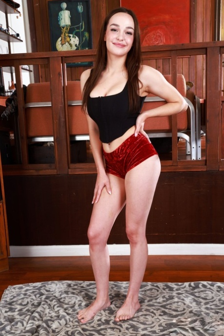Brunette cutie Rissa May lets out her big boobs and spreads her holes (21 photos)