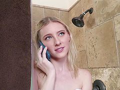 Rough fucking in the shower with blonde Melody Marks and her BF