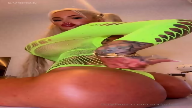 Big Fake Tits Bimbo - Yellow Lingerie - Candy Charms